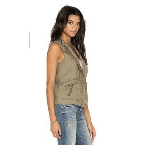 MICHAEL STARS Olive Green Sleeveless Moto Vest